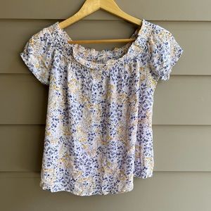 OLD NAVY off shoulder top with yellow and purple flowers print size M